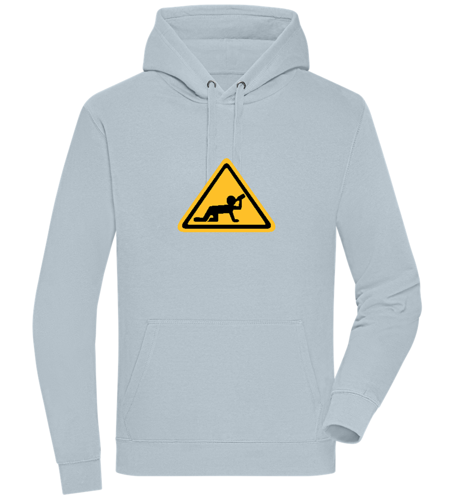 Drunk Warning Sign Design - Premium unisex hoodie_CREAMY BLUE_front