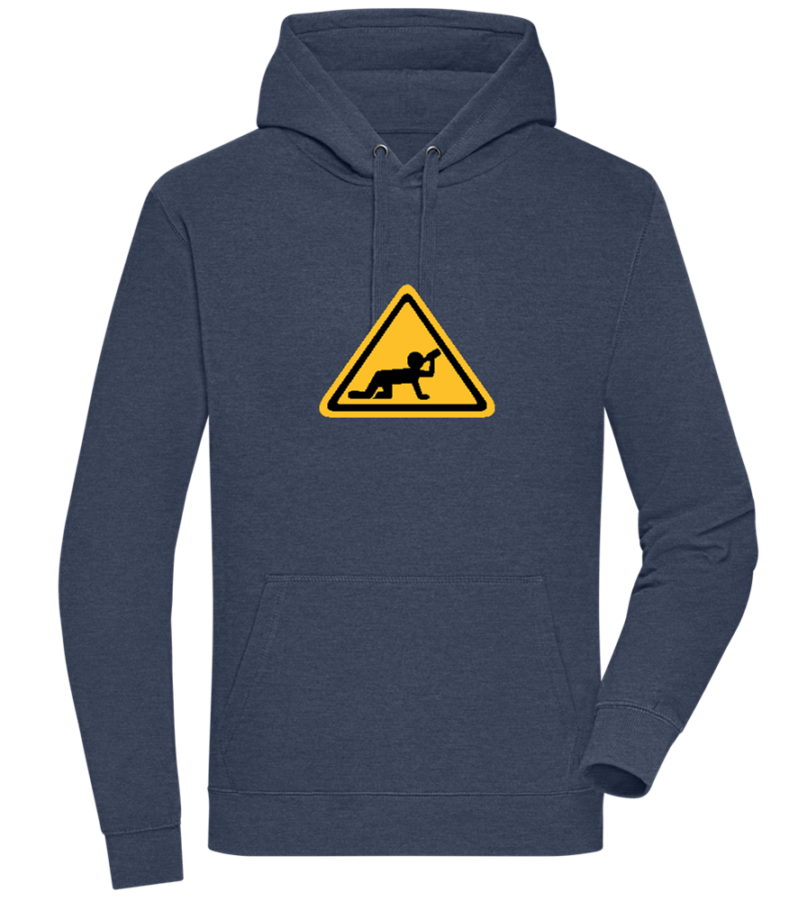 Drunk Warning Sign Design - Premium unisex hoodie_DENIM CHINA_front