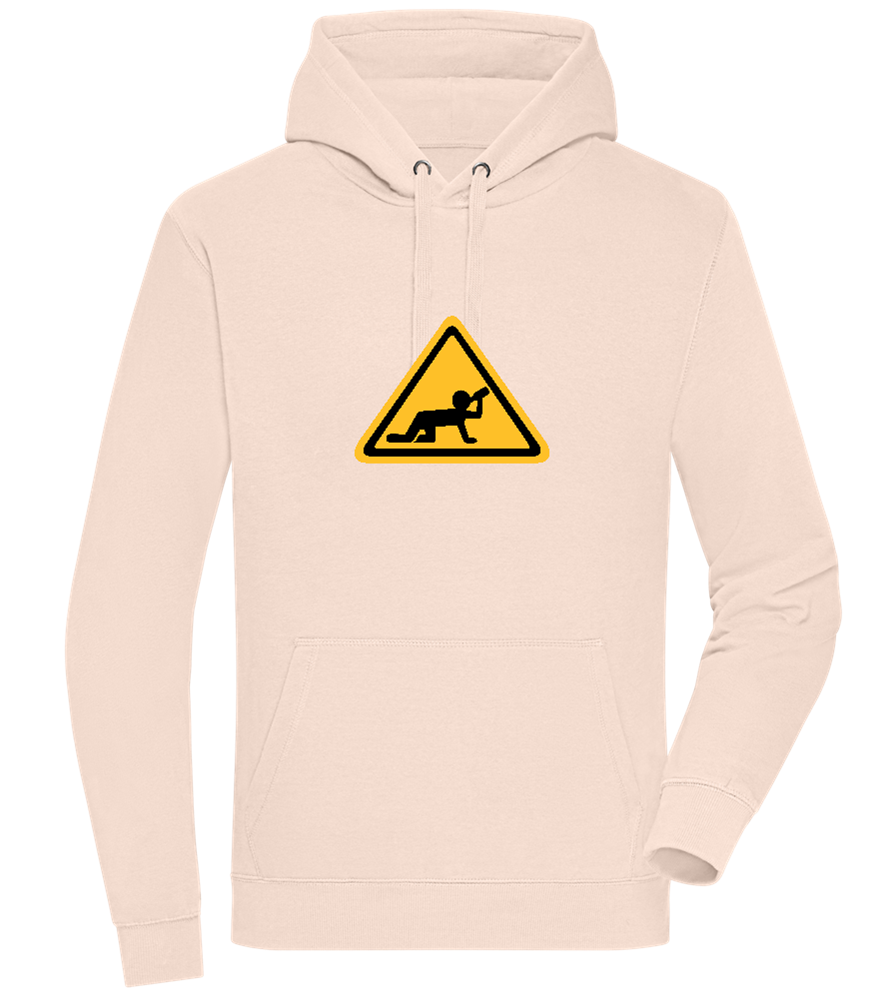 Drunk Warning Sign Design - Premium unisex hoodie_LIGHT PEACH ROSE_front