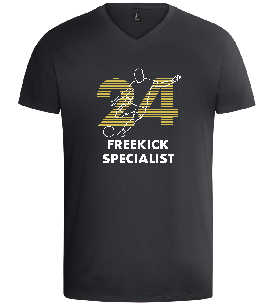 Freekick Specialist Design - Basic men's v-neck t-shirt_DARK GRAY_front