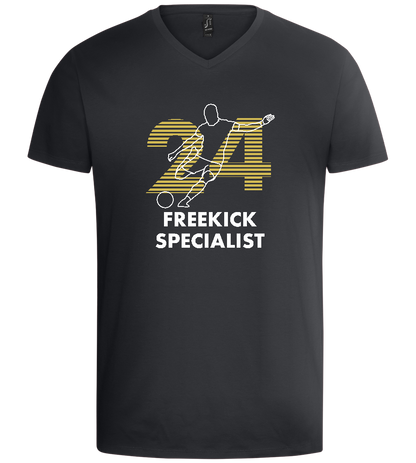 Freekick Specialist Design - Basic men's v-neck t-shirt_DARK GRAY_front