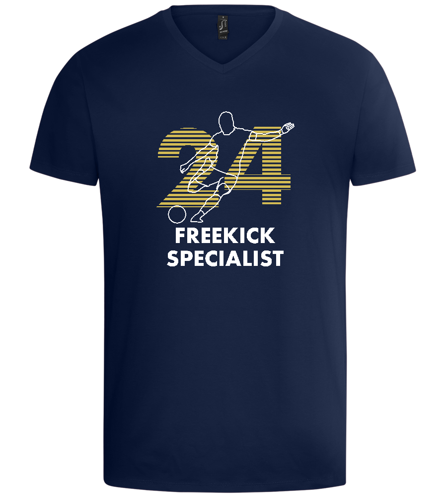 Freekick Specialist Design - Basic men's v-neck t-shirt_MARINE_front