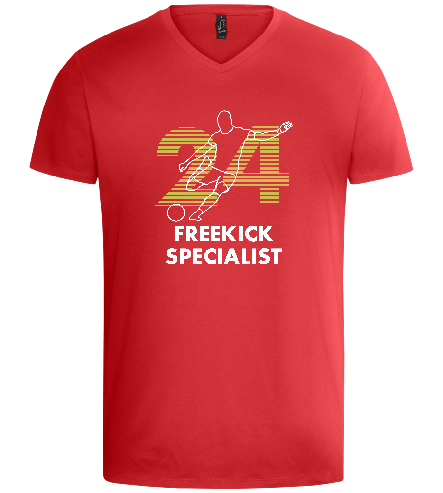 Freekick Specialist Design - Basic men's v-neck t-shirt_RED_front