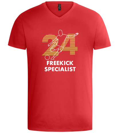 Freekick Specialist Design - Basic men's v-neck t-shirt_RED_front