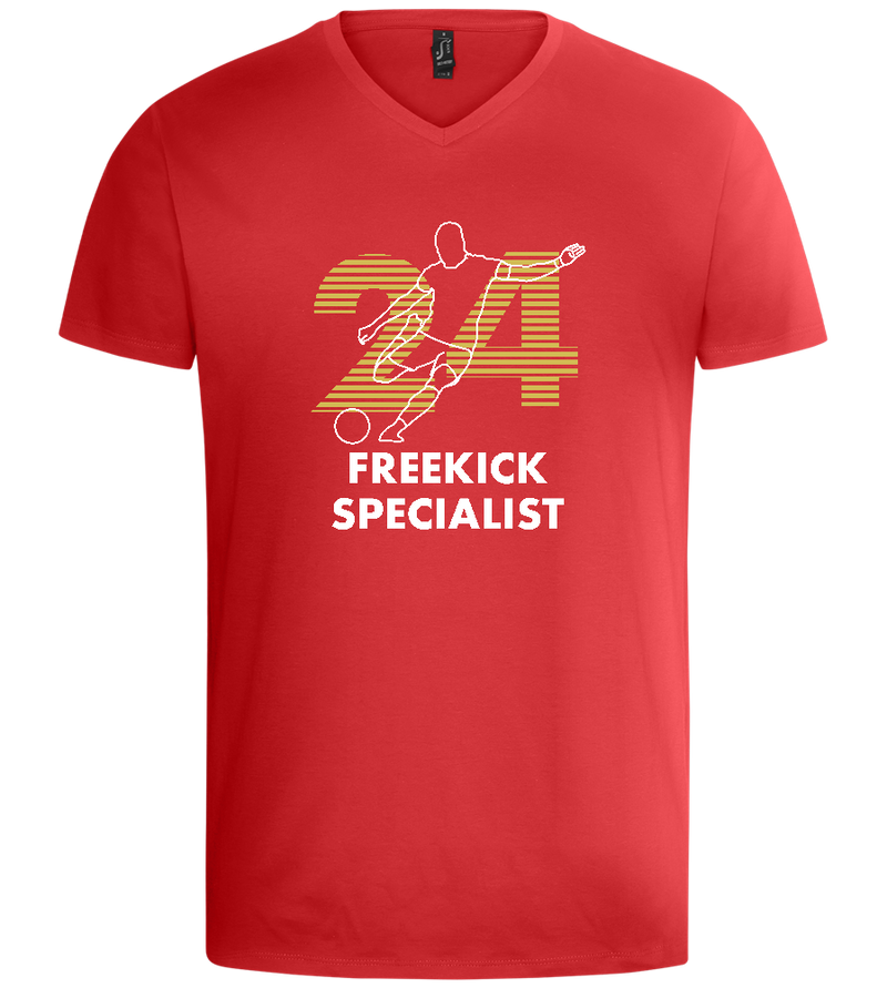 Freekick Specialist Design - Basic men's v-neck t-shirt_RED_front