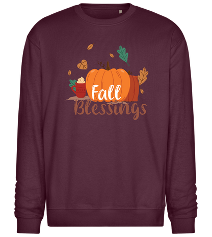 Fall Blessings Pumpkin Design - Comfort Essential Unisex Sweater_BORDEAUX_front