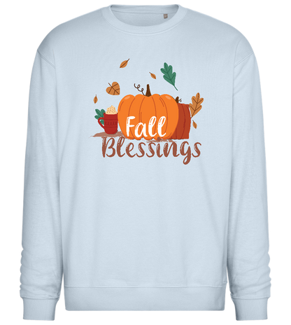 Fall Blessings Pumpkin Design - Comfort Essential Unisex Sweater_CREAMY BLUE_front