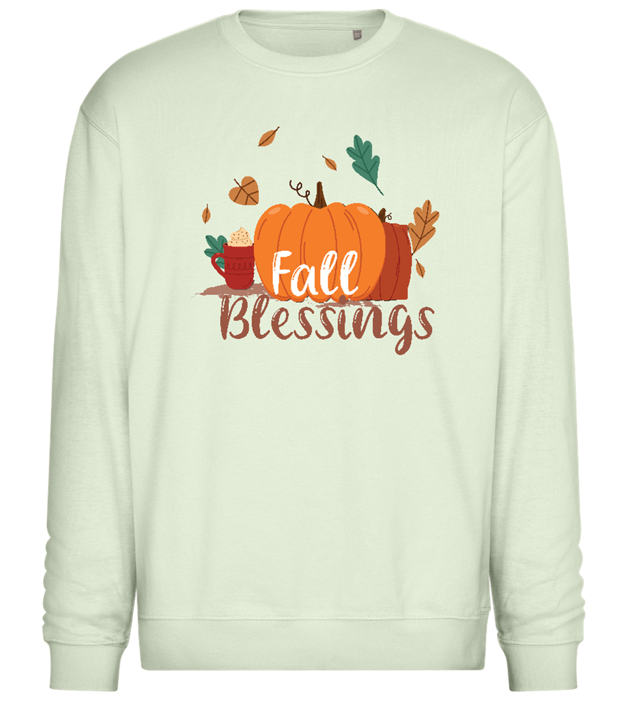 Fall Blessings Pumpkin Design - Comfort Essential Unisex Sweater_CREAMY GREEN_front