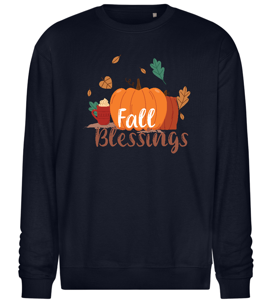 Fall Blessings Pumpkin Design - Comfort Essential Unisex Sweater_FRENCH NAVY_front