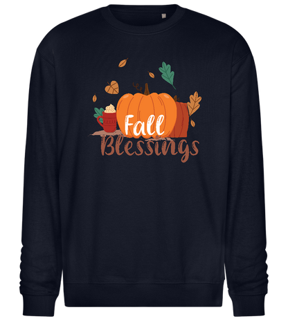 Fall Blessings Pumpkin Design - Comfort Essential Unisex Sweater_FRENCH NAVY_front