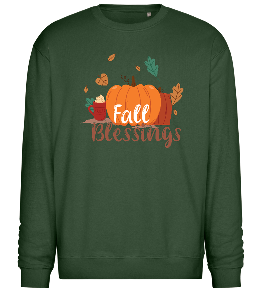 Fall Blessings Pumpkin Design - Comfort Essential Unisex Sweater_GREEN BOTTLE_front