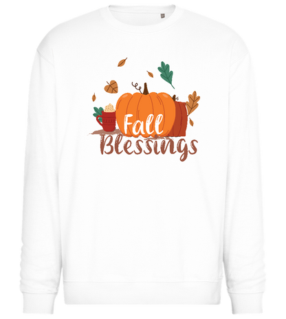 Fall Blessings Pumpkin Design - Comfort Essential Unisex Sweater_WHITE_front