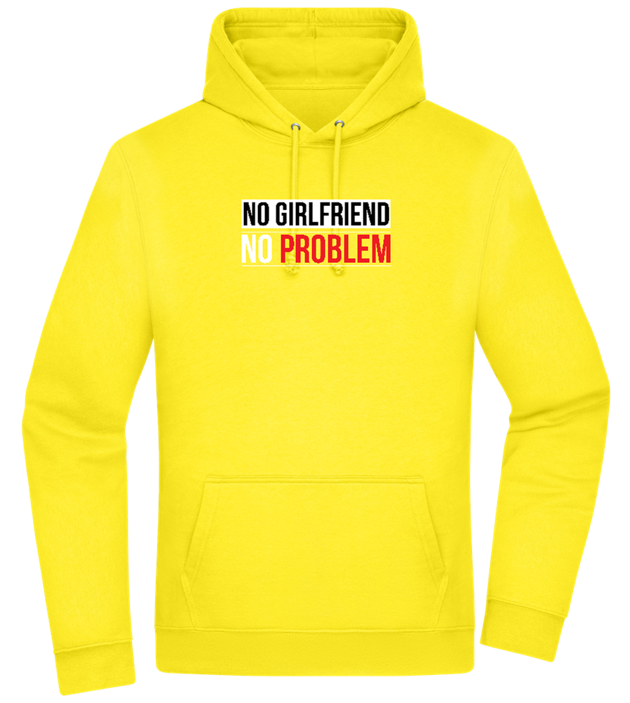 No Girlfriend No Problem Design - Premium Essential Unisex Hoodie_YELLOW_front