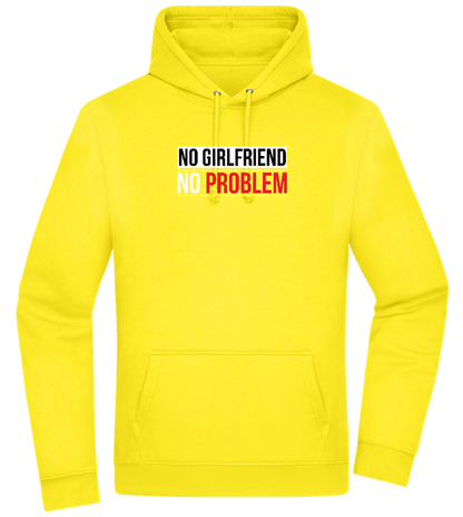 No Girlfriend No Problem Design - Premium Essential Unisex Hoodie_YELLOW_front