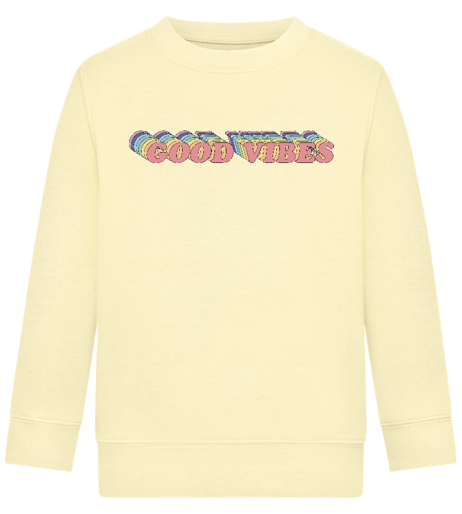 Good Vibes Rainbow Design - Comfort Kids Sweater_AMARELO CLARO_front