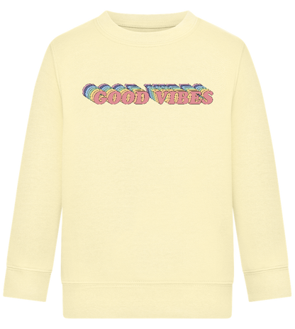 Good Vibes Rainbow Design - Comfort Kids Sweater_AMARELO CLARO_front