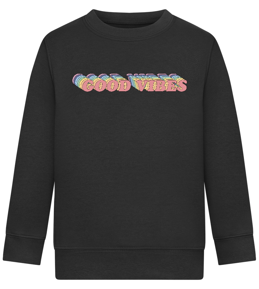 Good Vibes Rainbow Design - Comfort Kids Sweater_BLACK_front