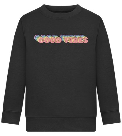 Good Vibes Rainbow Design - Comfort Kids Sweater_BLACK_front