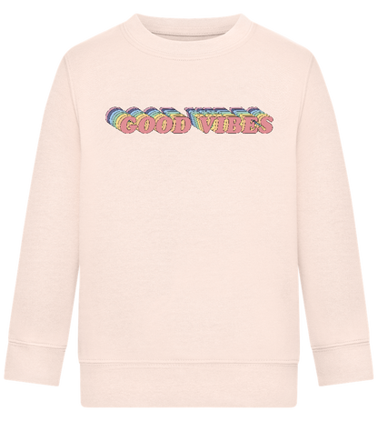 Good Vibes Rainbow Design - Comfort Kids Sweater_LIGHT PEACH ROSE_front