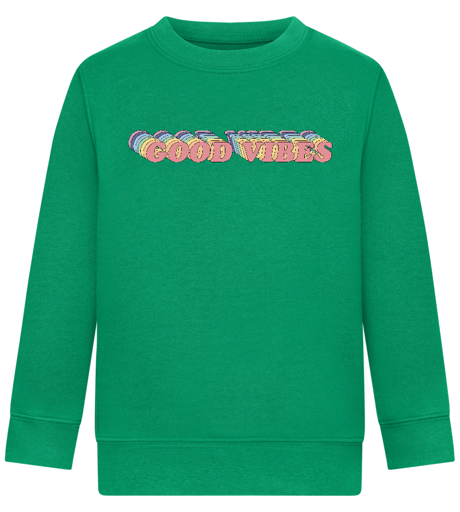 Good Vibes Rainbow Design - Comfort Kids Sweater_MEADOW GREEN_front