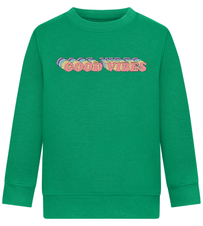 Good Vibes Rainbow Design - Comfort Kids Sweater_MEADOW GREEN_front