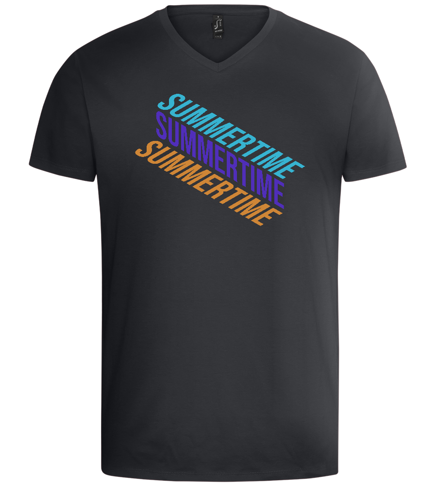 Summertime Text Design - Basic men's v-neck t-shirt_DARK GRAY_front