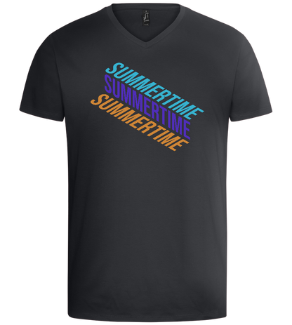 Summertime Text Design - Basic men's v-neck t-shirt_DARK GRAY_front