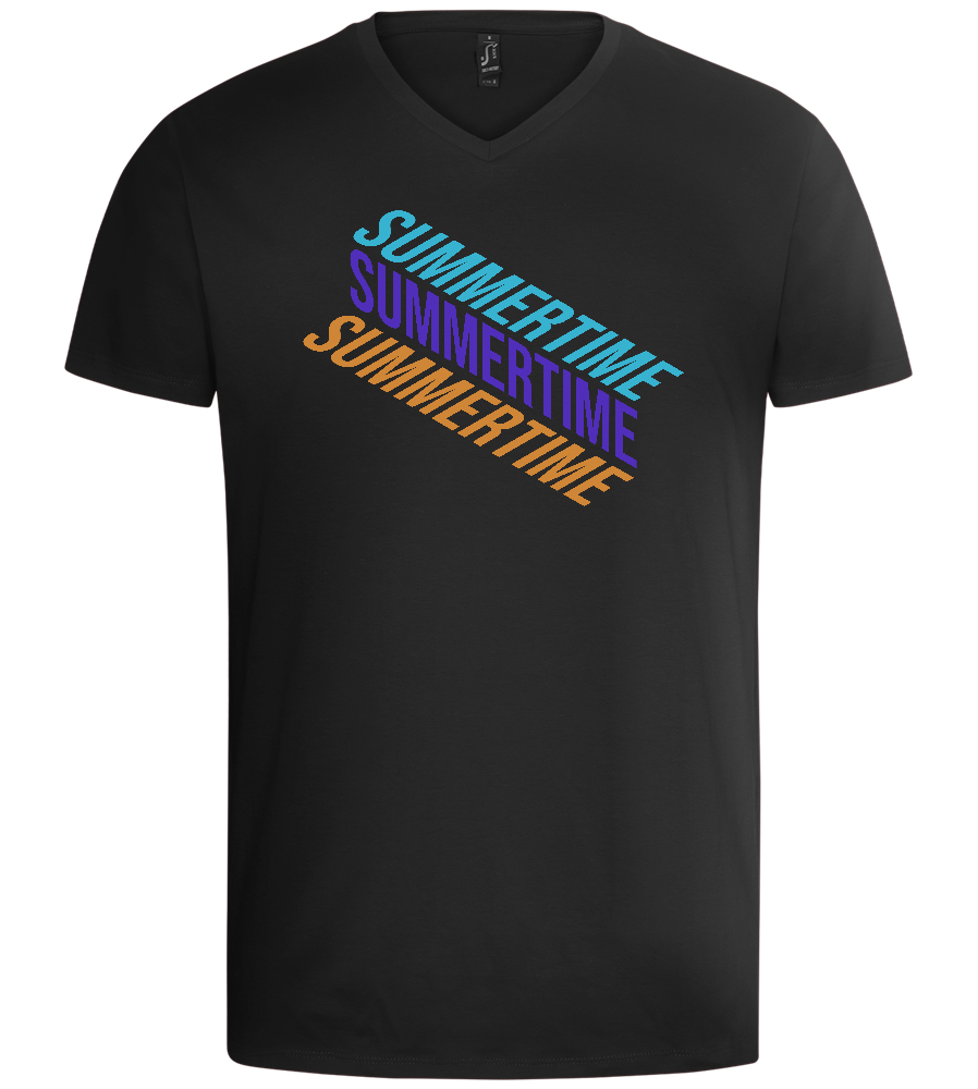 Summertime Text Design - Basic men's v-neck t-shirt_DEEP BLACK_front