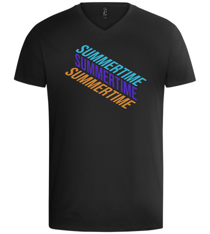 Summertime Text Design - Basic men's v-neck t-shirt_DEEP BLACK_front