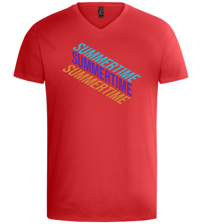 Summertime Text Design - Basic men's v-neck t-shirt_RED_front