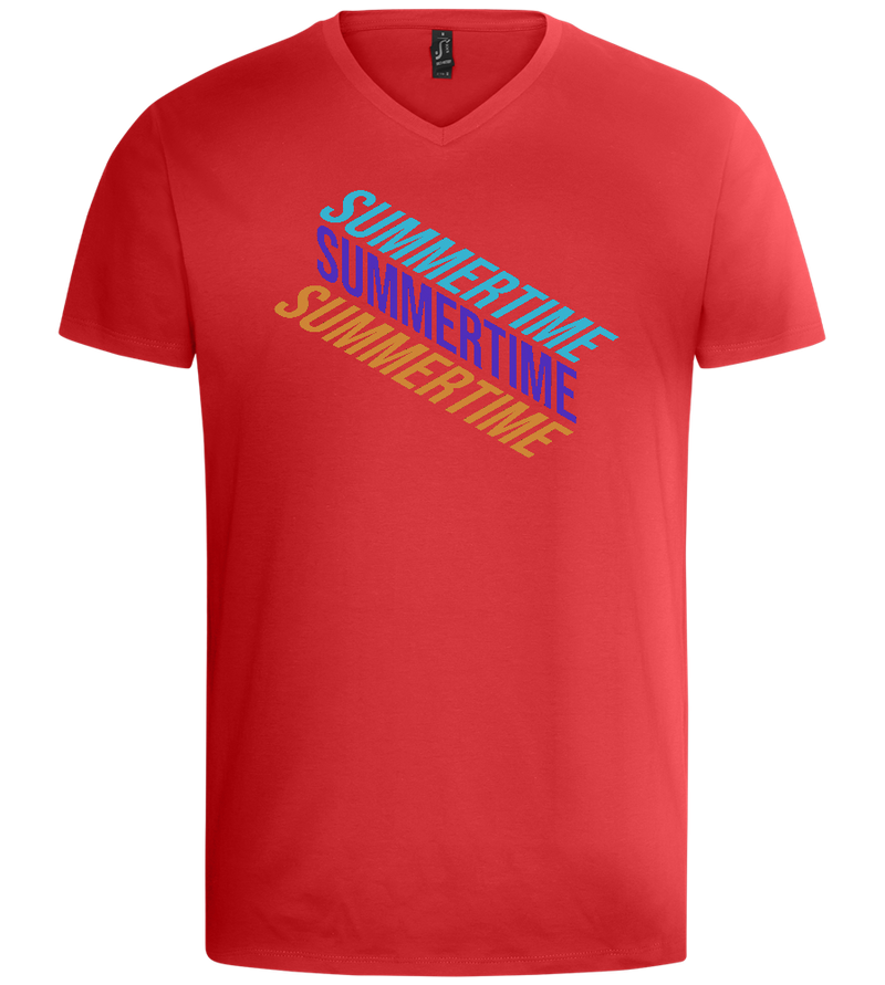 Summertime Text Design - Basic men's v-neck t-shirt_RED_front