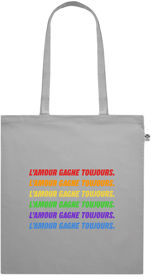 L'amour Gagne Toujours Design - Premium colored organic cotton shopping bag_GREY_front