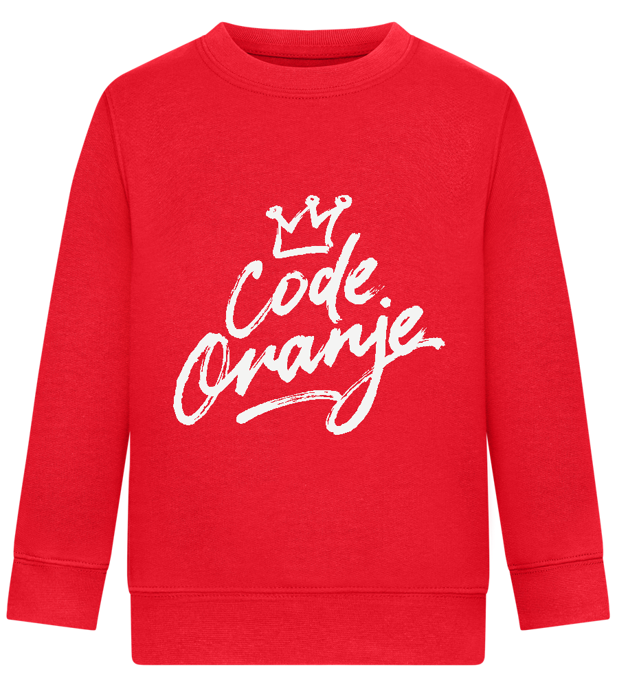 Code Oranje Kroontje Design - Comfort Kids Sweater_BRIGHT RED_front