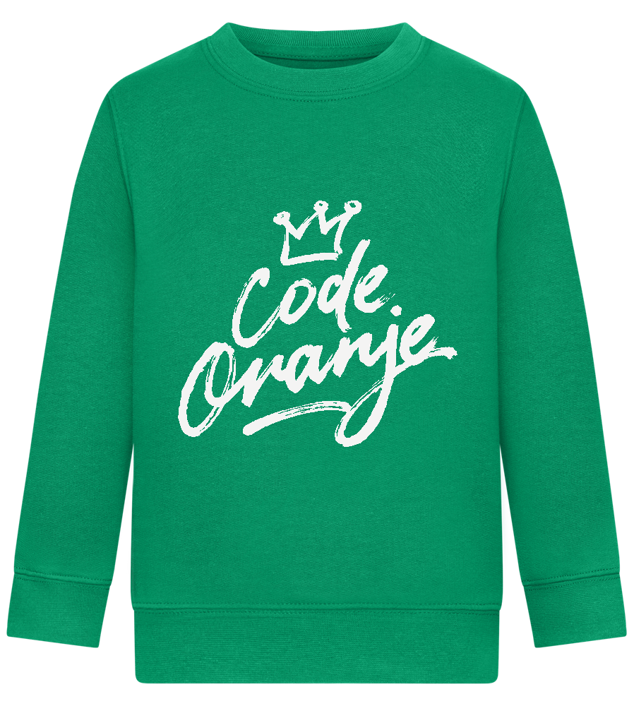 Code Oranje Kroontje Design - Comfort Kids Sweater_MEADOW GREEN_front