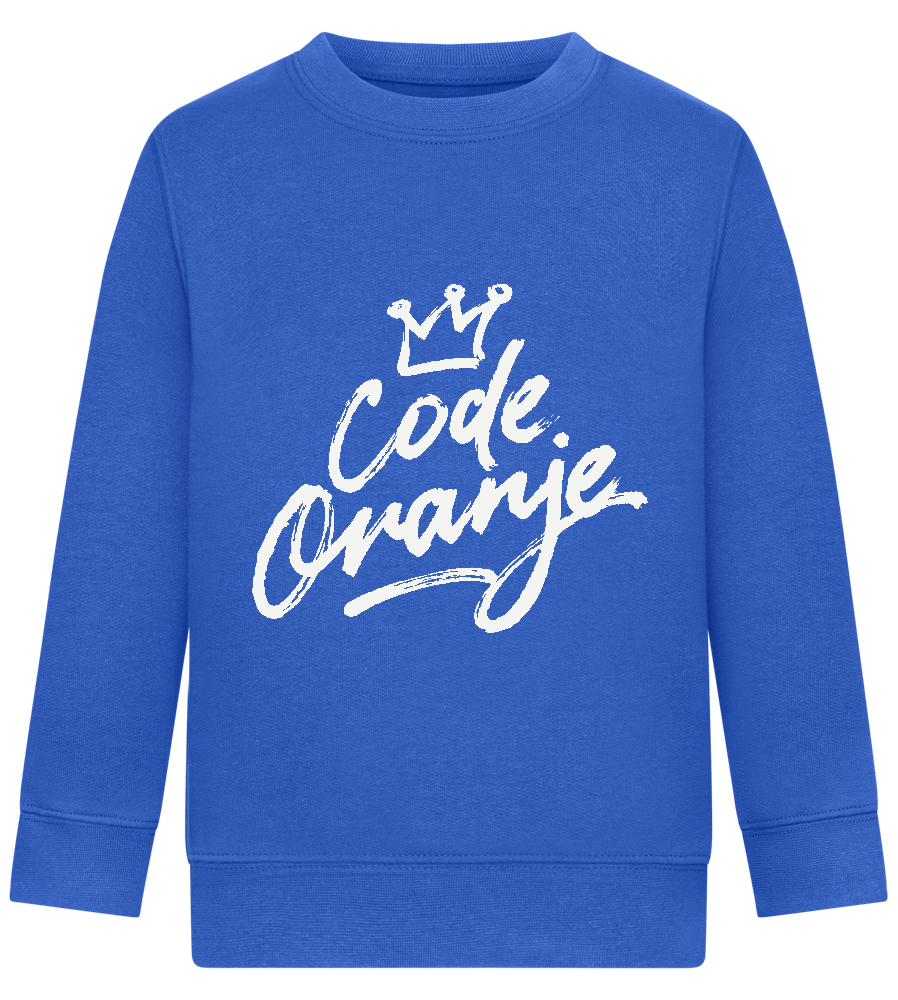 Code Oranje Kroontje Design - Comfort Kids Sweater_ROYAL_front