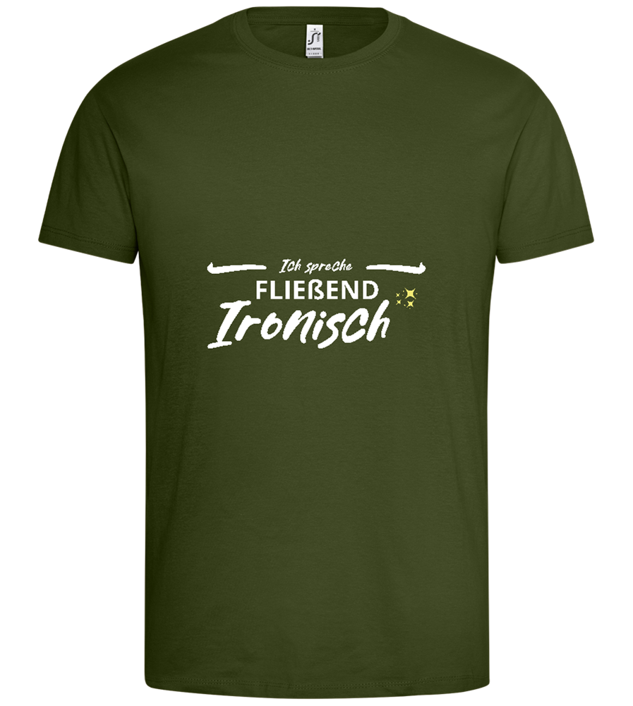 Fluently Ironic Design - Premium men's t-shirt_DARK KHAKI_front