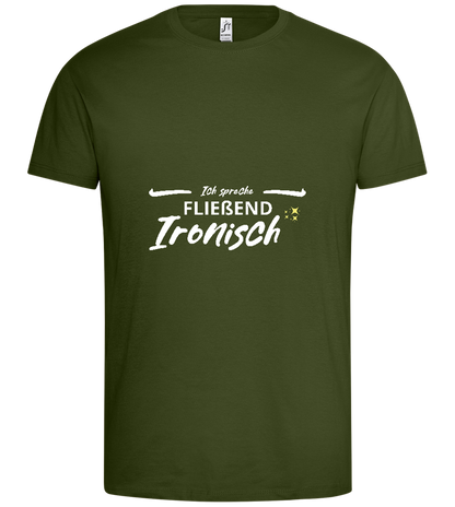 Fluently Ironic Design - Premium men's t-shirt_DARK KHAKI_front