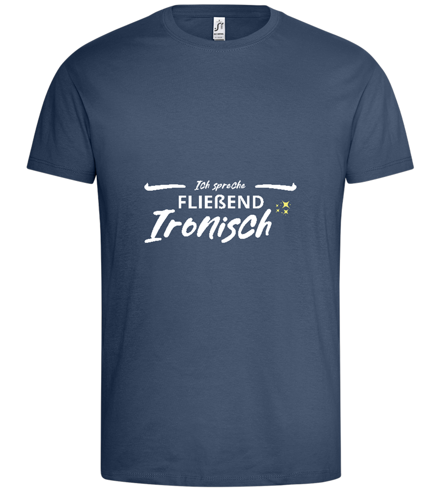 Fluently Ironic Design - Premium men's t-shirt_DENIM_front