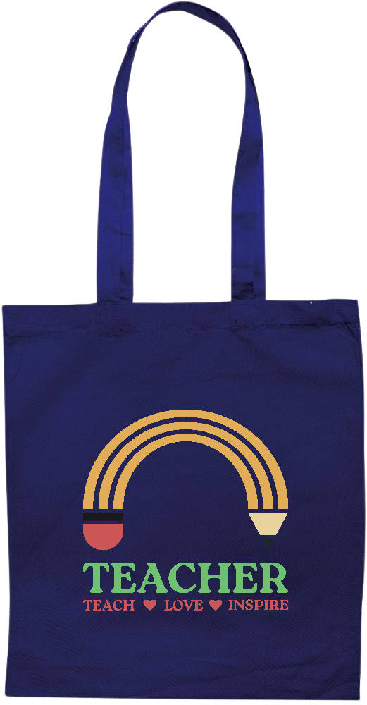 Teacher Pencil Design - Essential colored event tote bag_BLUE_front