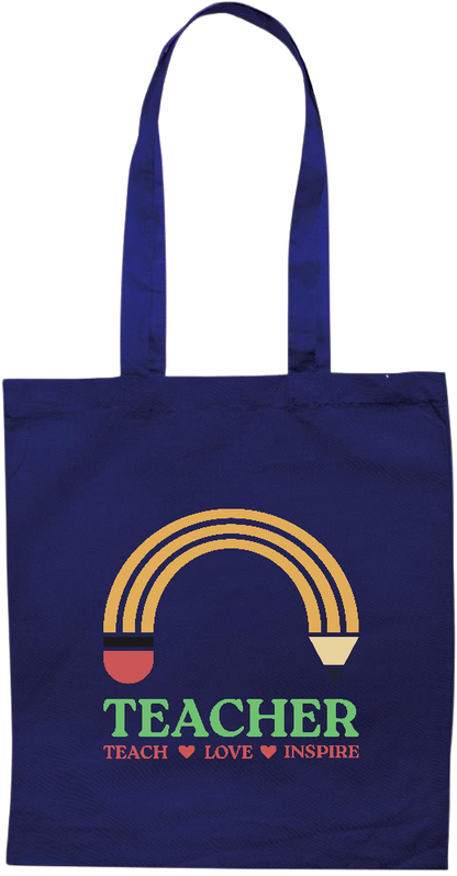 Teacher Pencil Design - Essential colored event tote bag_BLUE_front