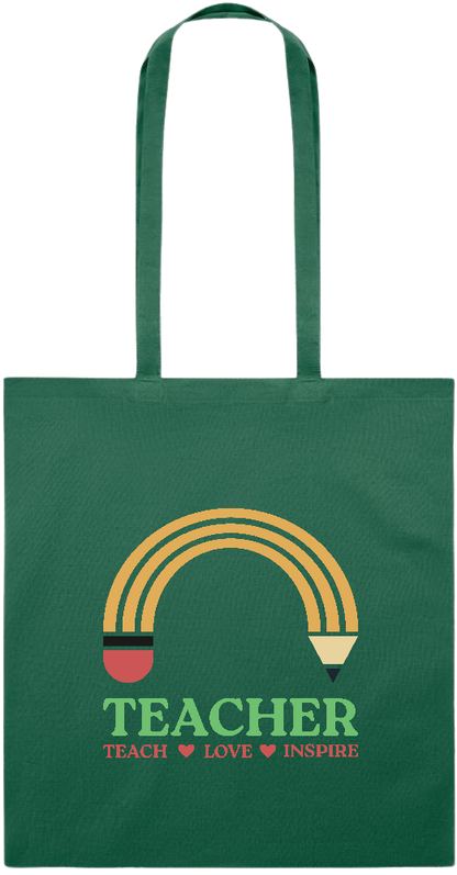 Teacher Pencil Design - Essential colored event tote bag_DARK GREEN_front