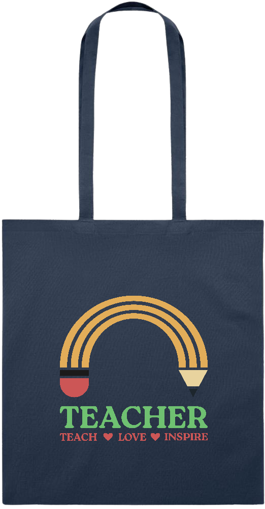 Teacher Pencil Design - Essential colored event tote bag_FRENCH NAVY_front