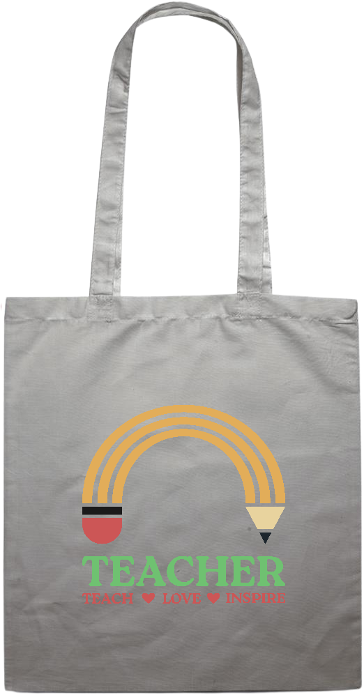 Teacher Pencil Design - Essential colored event tote bag_GREY_front