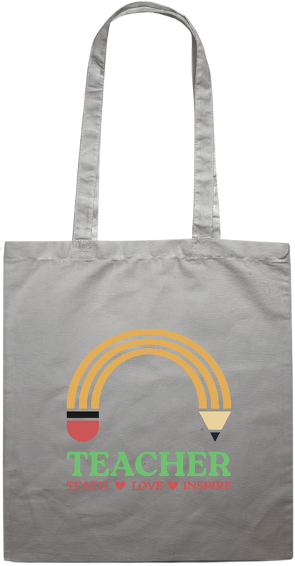 Teacher Pencil Design - Essential colored event tote bag_GREY_front