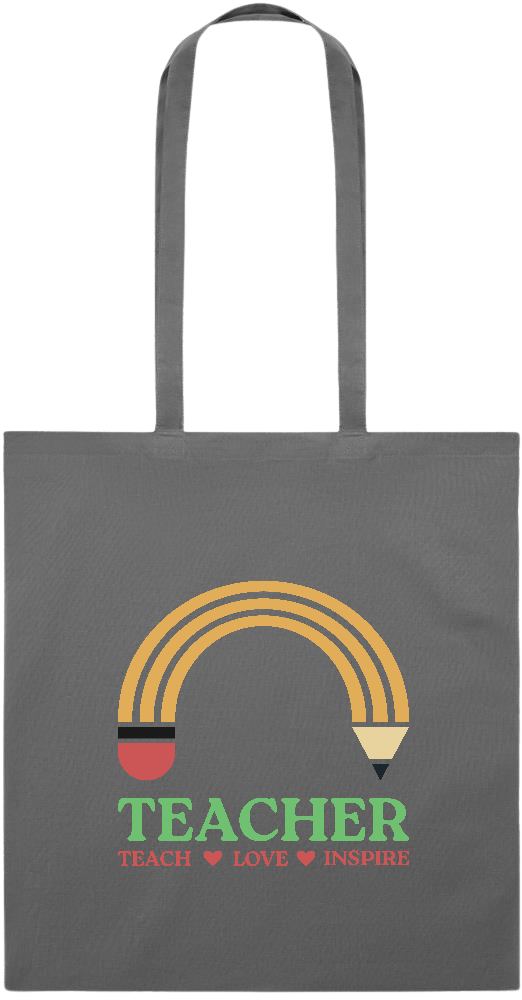 Teacher Pencil Design - Essential colored event tote bag_STONE GREY_front