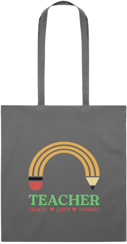 Teacher Pencil Design - Essential colored event tote bag_STONE GREY_front