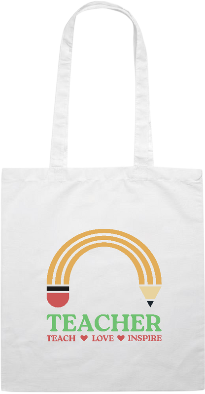 Teacher Pencil Design - Essential colored event tote bag_WHITE_front