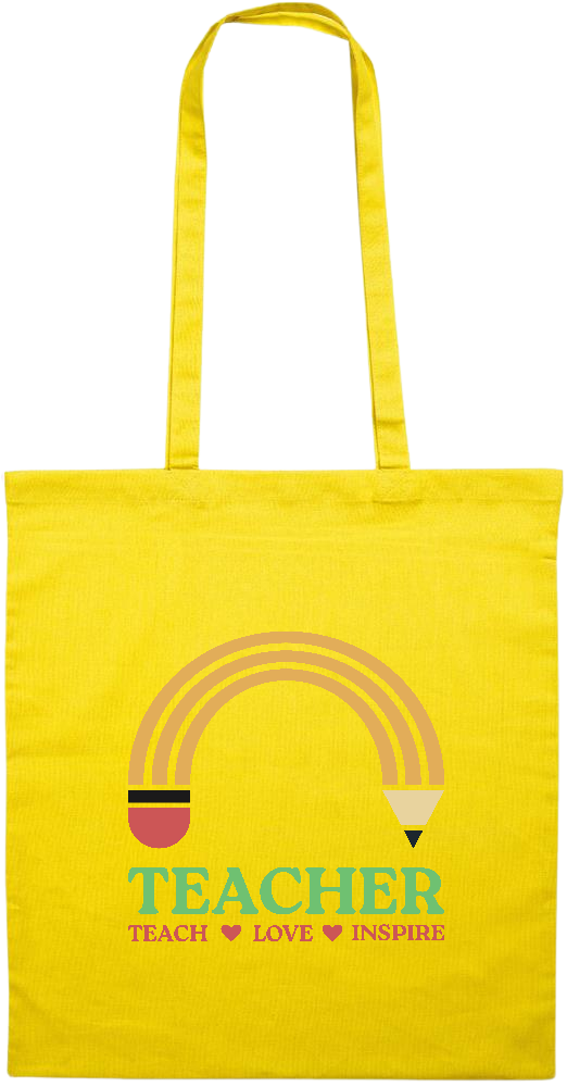 Teacher Pencil Design - Essential colored event tote bag_YELLOW_front