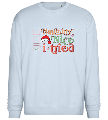 Naughty Nice Tried Design - Comfort Essential Unisex Sweater_CREAMY BLUE_front