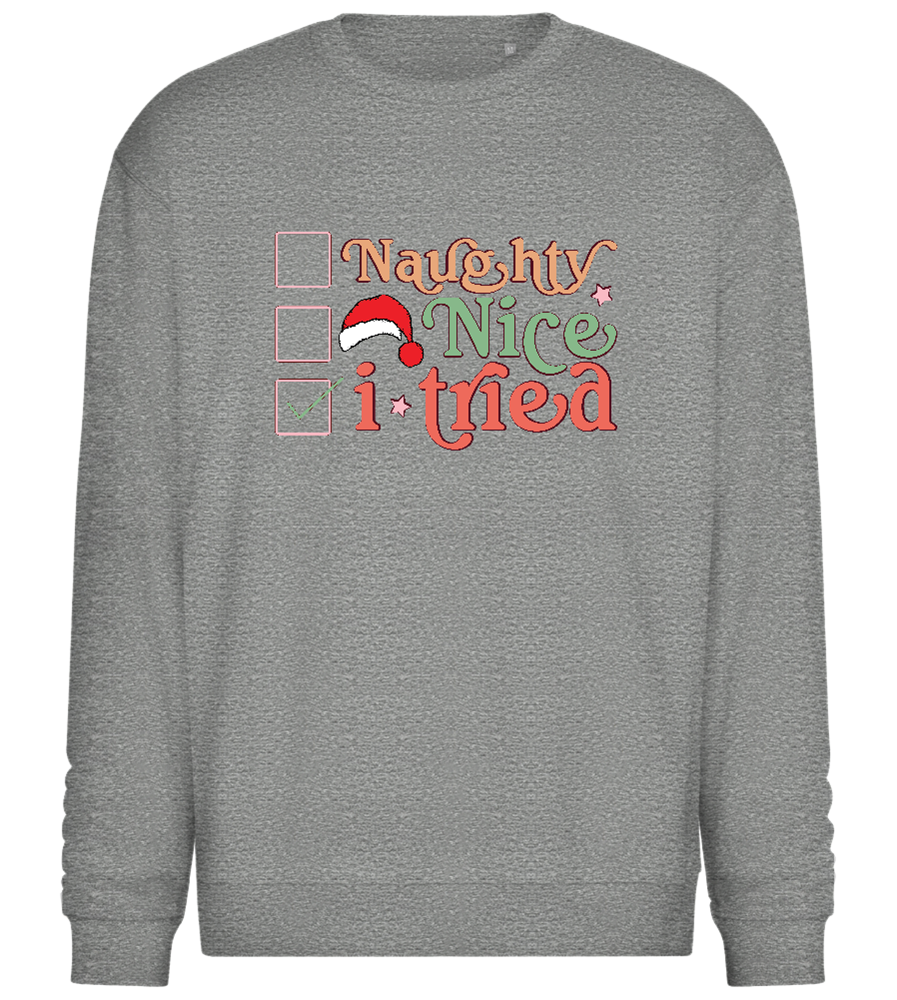 Naughty Nice Tried Design - Comfort Essential Unisex Sweater_ORION GREY II_front